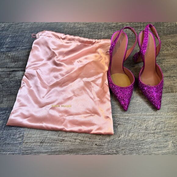 Amina Muaddi Pink Stiletto Heels#21 - Picture 3 of 8